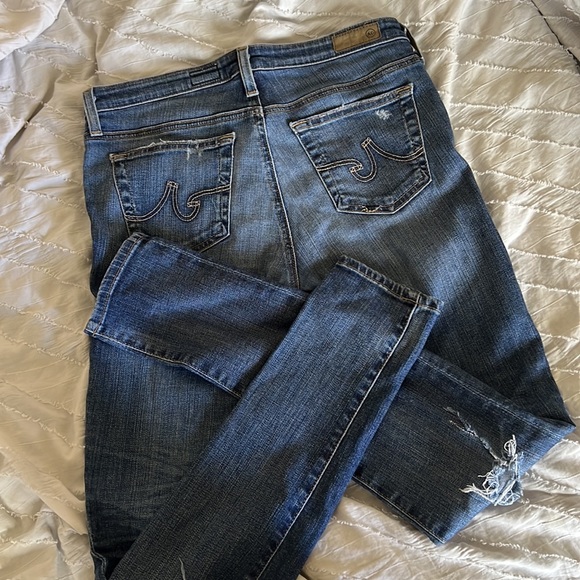 AG Adriano Goldschmied Jeans Denim ripped rips mid blue Wash - Picture 5 of 5